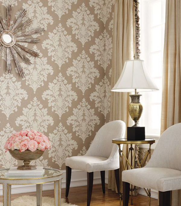 Wallpaper bergaya damask klasik